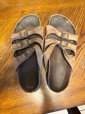Birkenstock Brown Suede Triple-Strap Sandals